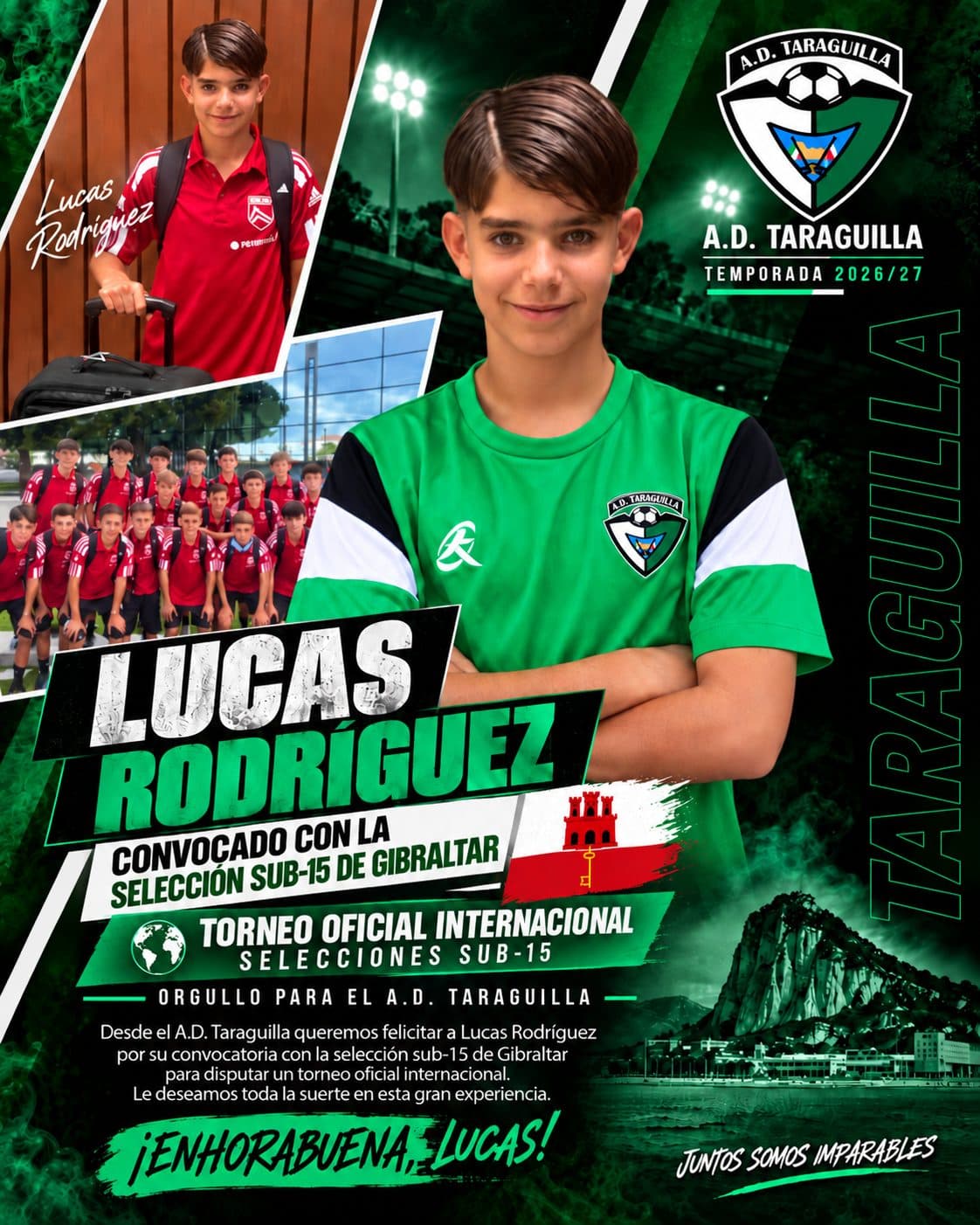 Lucas Rodríguez, convocado con la Selección Sub-15 de Gibraltar